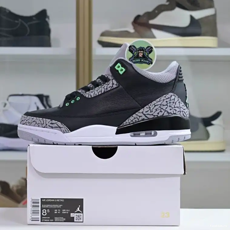 Kimikick Jordan Air 3 Green Glow 0514